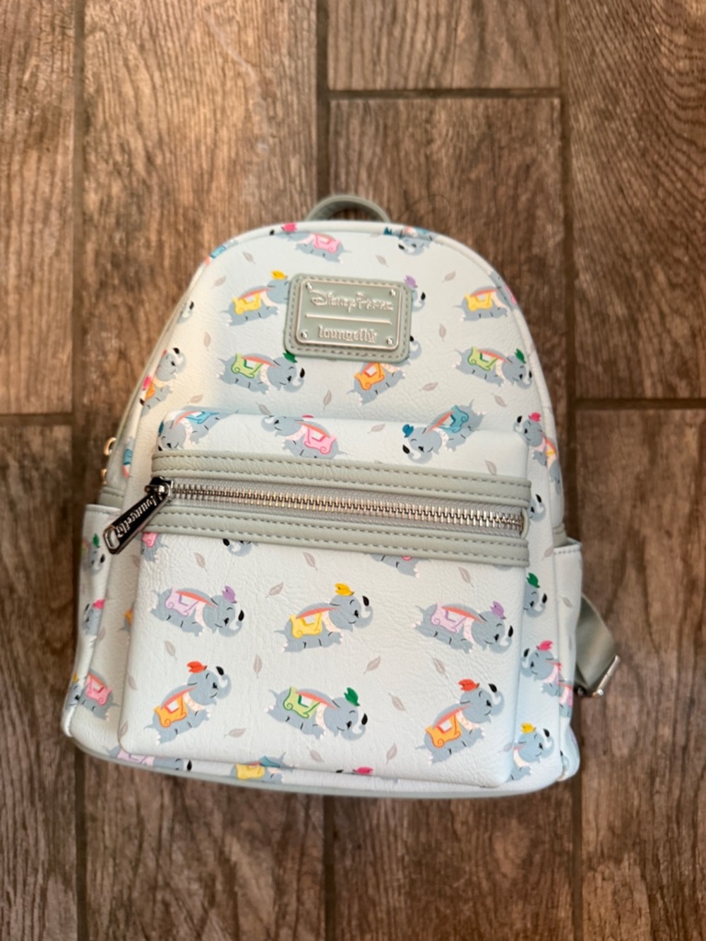 Loungefly White Dumbo Mini Backpack with Pastel Multicolor Print